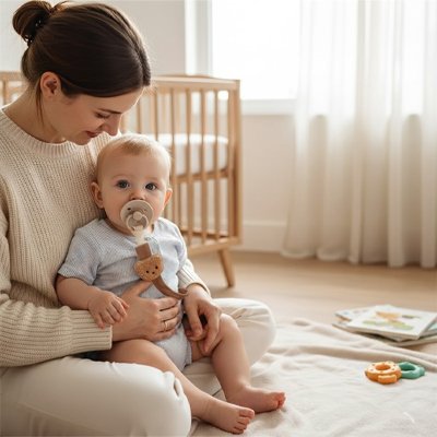 Attache tetine bebe est heureux avec maman