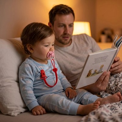 bebe écoute l'histoire raconter par papa