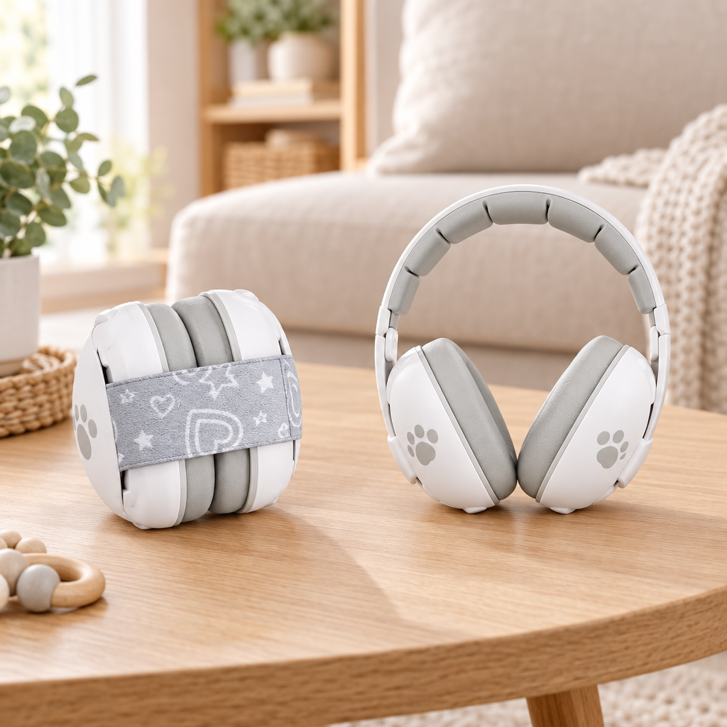 deux façon de porte le casque anti bruit pour bebe 