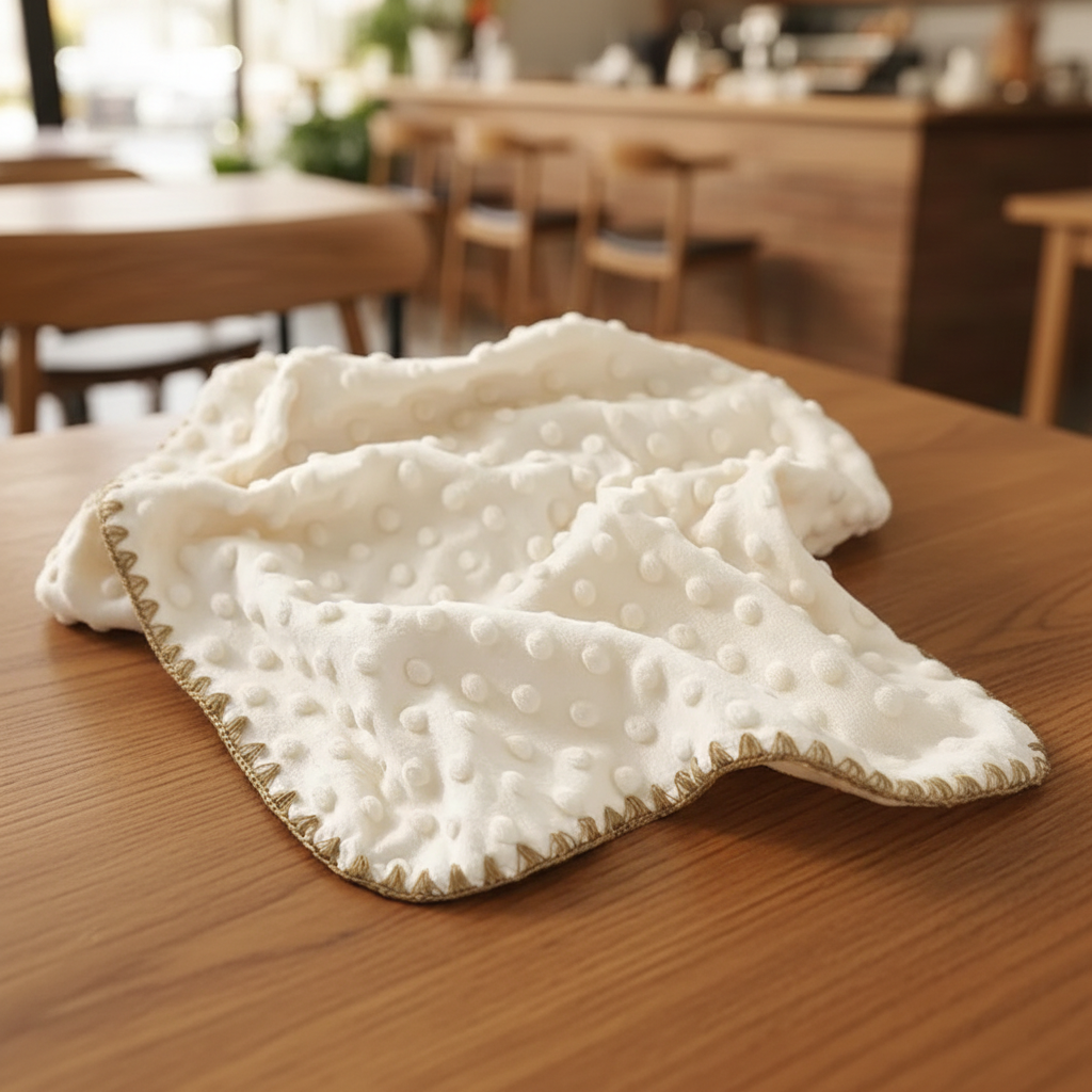 intérieur polar couverture bebe sur une table en bois