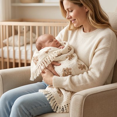 maman berce bébé avec la Couverture bebe 