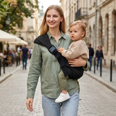 maman et bebe en promenade dans la ville