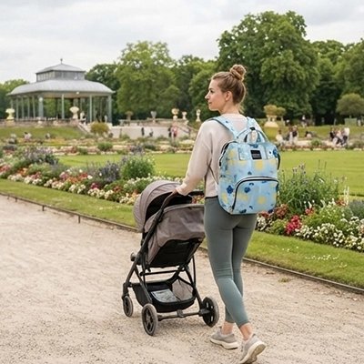Sac a langer bebe en mode sac a dos en promenade a poussette