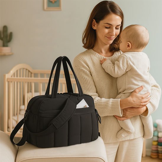 Sac a langer de couleur noir pour maman qui veut se promener avec bebe