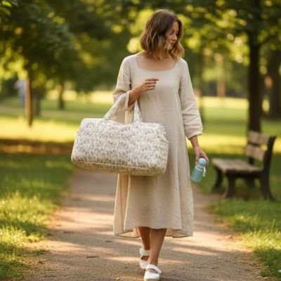 Sac a langer maman qui marche seul dans un parc